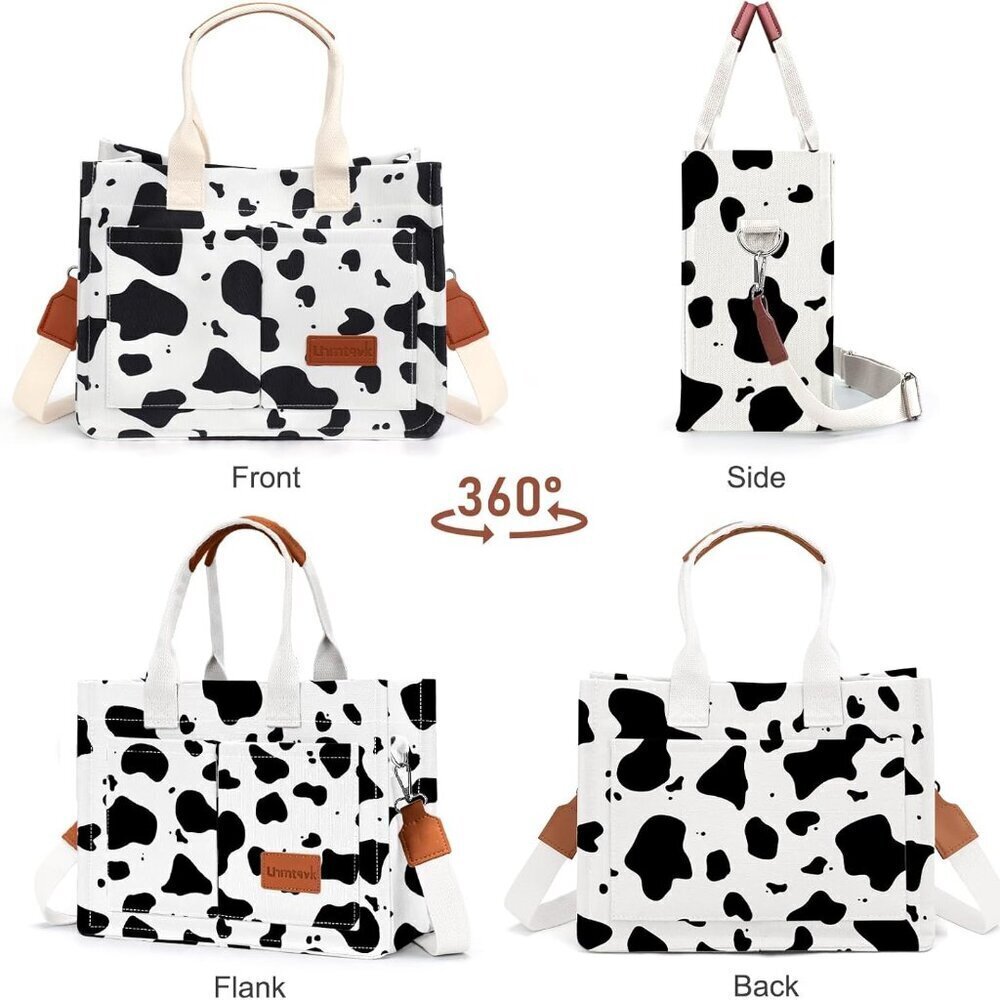 Canvas Tote Bag Women Large Capacity Multiple Pockets Work Purse Bible Tote - Picture 4 of 6